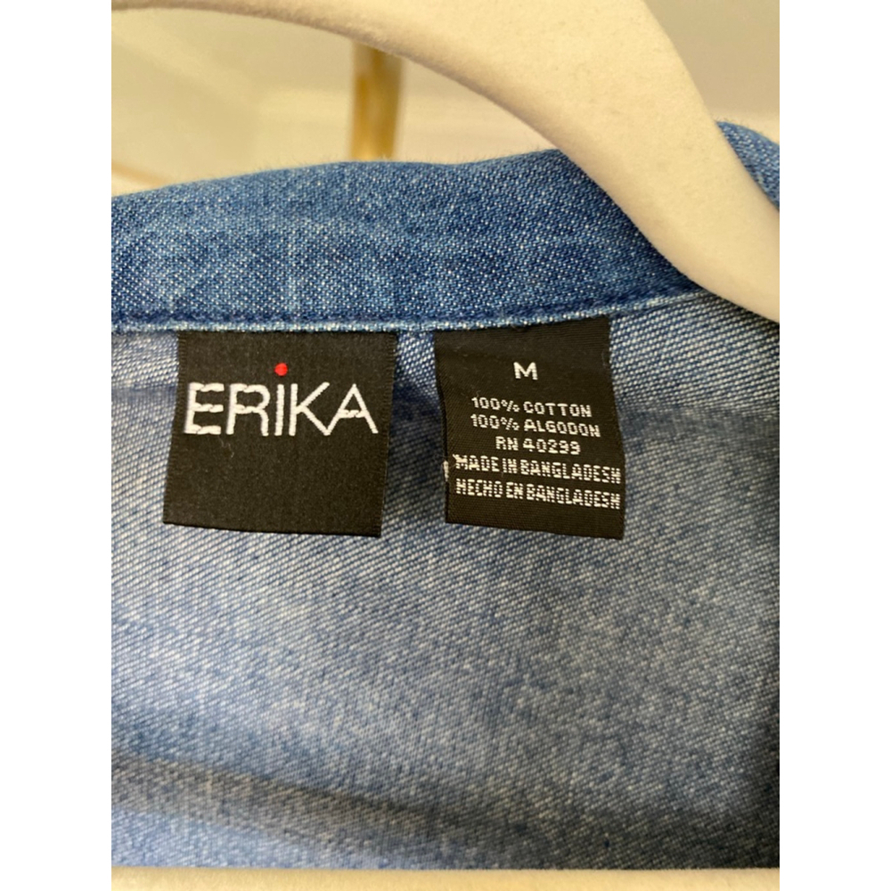 Vintage Erika Denim Button Up Shacket Classic Americana Retro Cowgirl Dark Wash - Picture 5 of 6